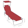 Miniatyrbillede 7 af 7: foldbar liggestol med baldakin aluminium rød