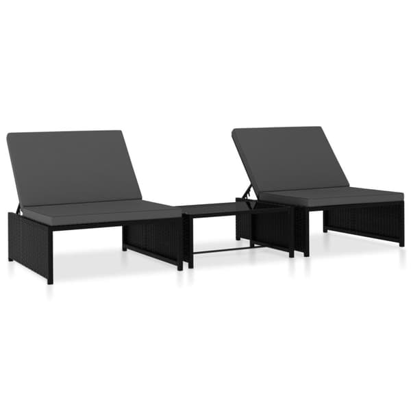 havestole 2 stk. med lænefunktion og bord polyrattan sort