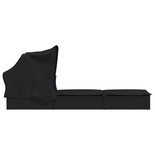 Lepotuoli taitettavalla katolla, musta, 213x63x97 cm, polyrottinki