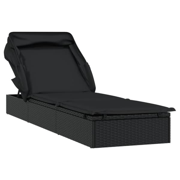Lepotuoli taitettavalla katolla, musta, 213x63x97 cm, polyrottinki