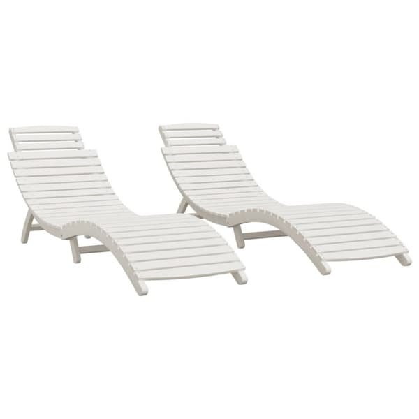 liggestole 2 stk. 184x55x64 cm massivt akacietræ hvid