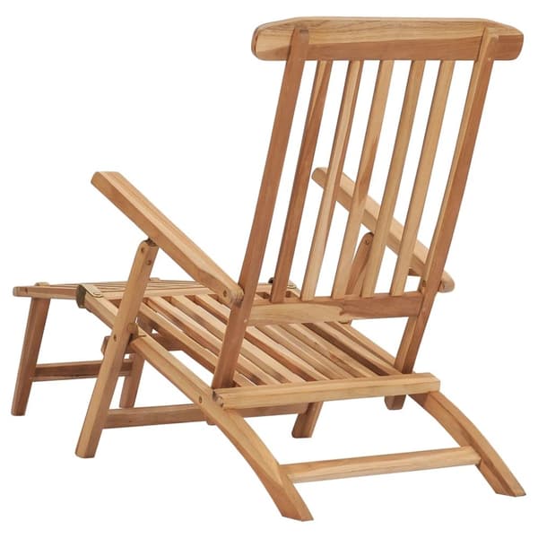 Däckstolar med fotpallar och bord massiv teak