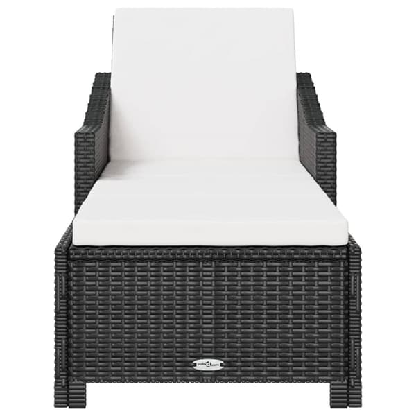 liggestol med cremefarvet hynde polyrattan sort