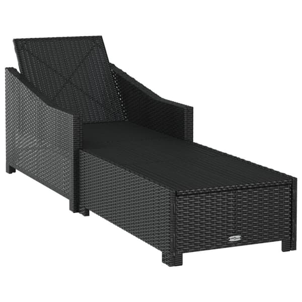 liggestol med cremefarvet hynde polyrattan sort