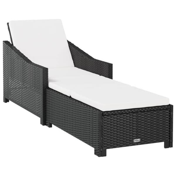 liggestol med cremefarvet hynde polyrattan sort