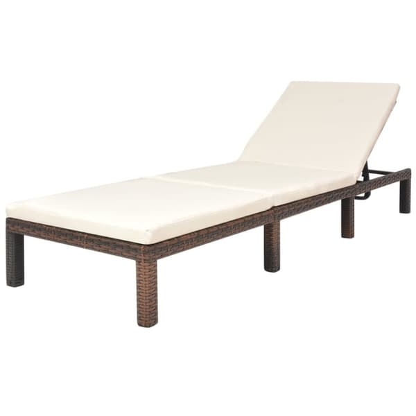 liggestol med hynde polyrattan brun
