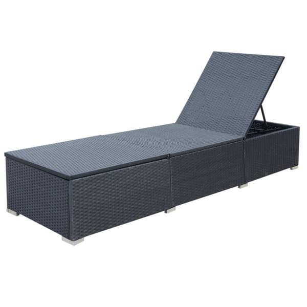liggestol med hynde polyrattan sort