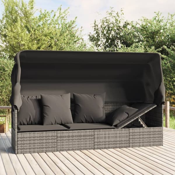 udendørs loungesofa med tag og hynder polyrattan Grøn