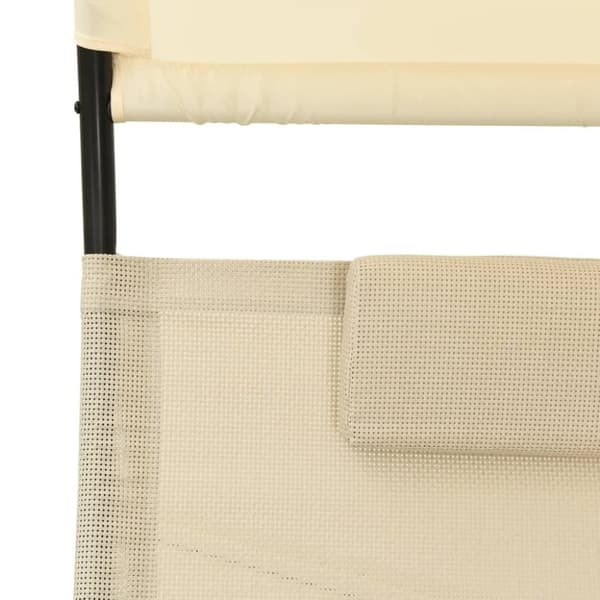 Dubbel solsäng med tak textilen gräddvit