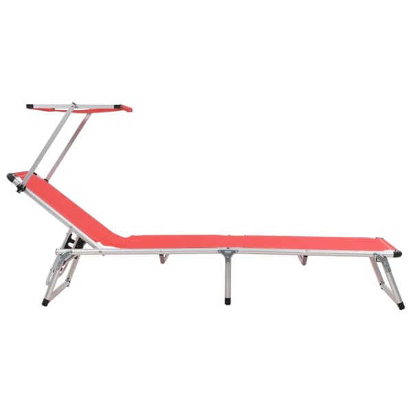 foldbar liggestol med tag aluminium og textilene rød