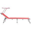 Miniatyrbillede 3 af 10: foldbar liggestol med tag aluminium og textilene rød