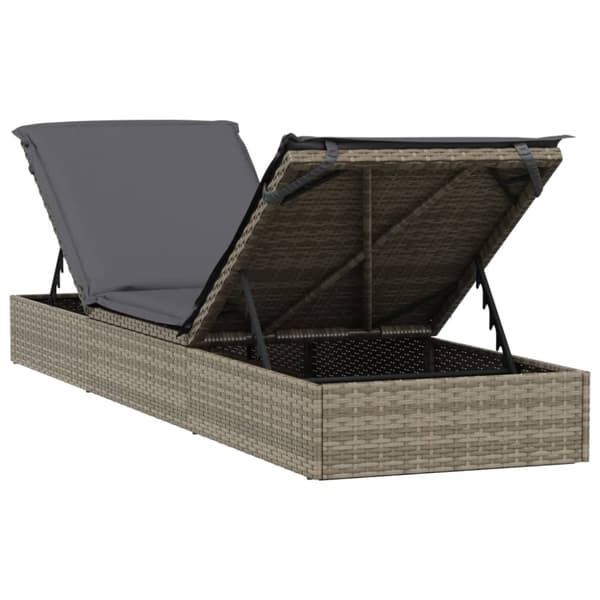 liggestol 1 stk. med hynde 201x55x62 cm polyrattan grå