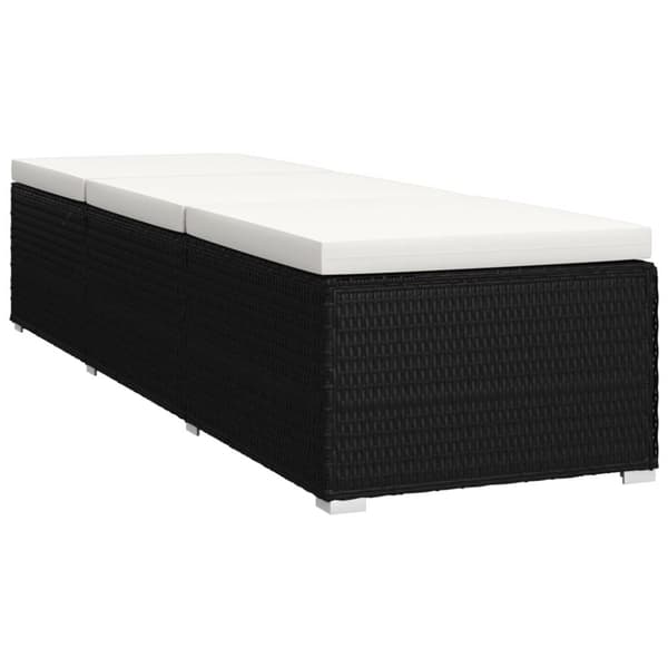 Solsängar och sidobord 3 delar konstrotting svart