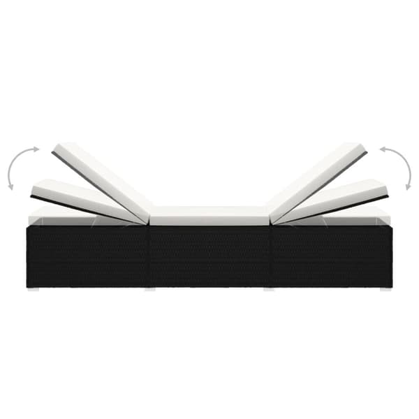 Solsängar och sidobord 3 delar konstrotting svart