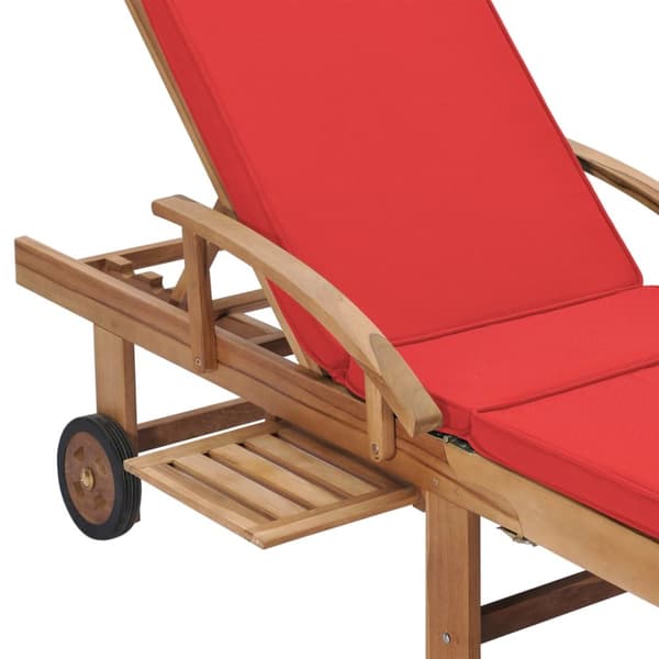 Solsängar med dynor 2 st massiv teak röd