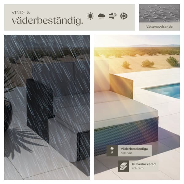 Loungesoffa Korfu - svart/grå