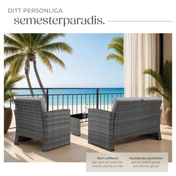 Loungeset/Loungegrupp Jesolo i konstrotting - grå/ljusgrå