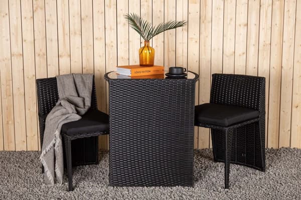 Savanna loungemøbler sett 3 deler svart.
