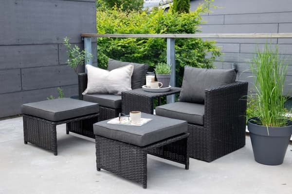 Quad lounge set 5 delar svart.