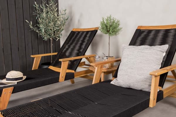 Acacia lounge set 3 delar svart,natur.
