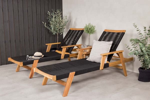 Acacia lounge set 3 delar svart,natur.