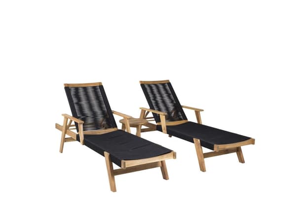 Acacia lounge set 3 delar svart,natur.