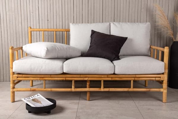 Cane havesofa inkl. hynder 3 pers. natur.