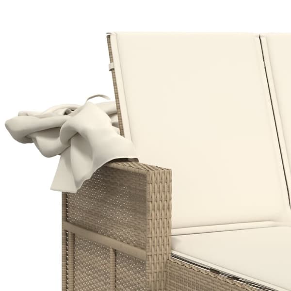vidaXL solseng med baldakin og hynder polyrattan beige