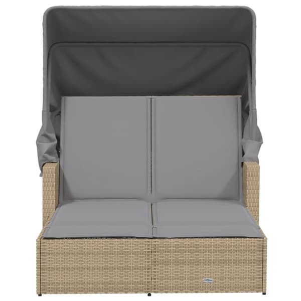 vidaXL solseng med baldakin og hynder polyrattan beige