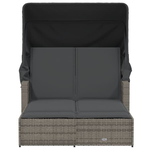 vidaXL solseng med baldakin og hynder polyrattan grå