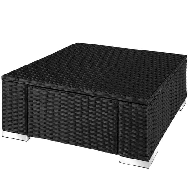 Polyrattan puf med hynde - sort/grå