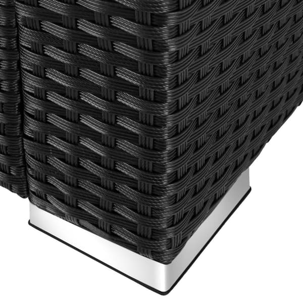 Polyrattan puf med hynde - sort/grå