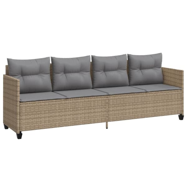 vidaXL Solsäng med dynor beige konstrotting