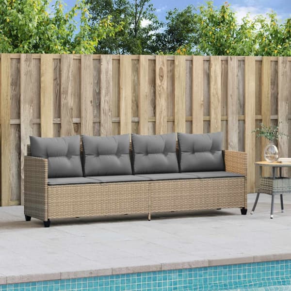 vidaXL loungesofa med hynder polyrattan beige