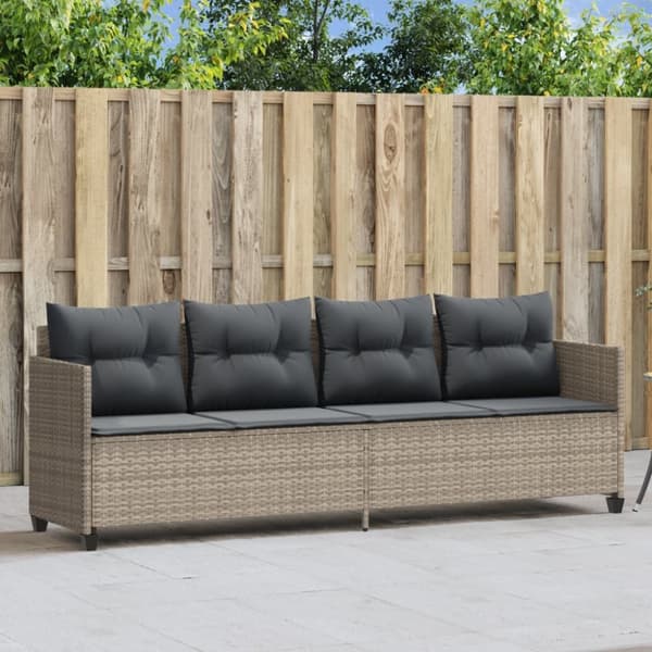 vidaXL loungesofa med hynder polyrattan lysegrå