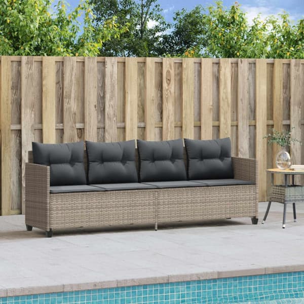 vidaXL loungesofa med hynder polyrattan lysegrå