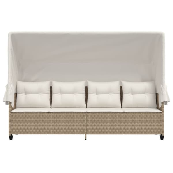 vidaXL loungesofa med baldakin og hynder polyrattan beige