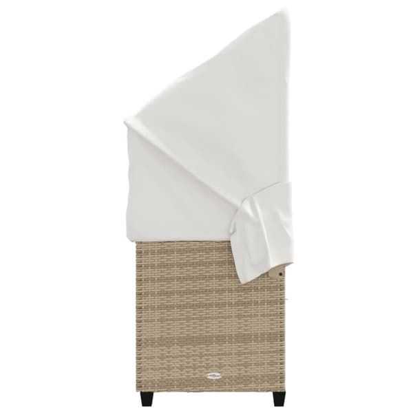 vidaXL Solsäng med tak och dynor beige konstrotting
