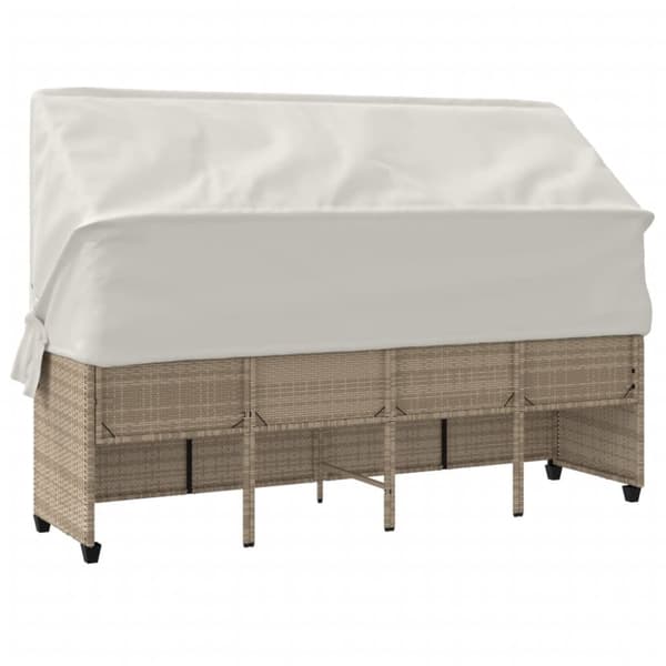 vidaXL Solsäng med tak och dynor beige konstrotting