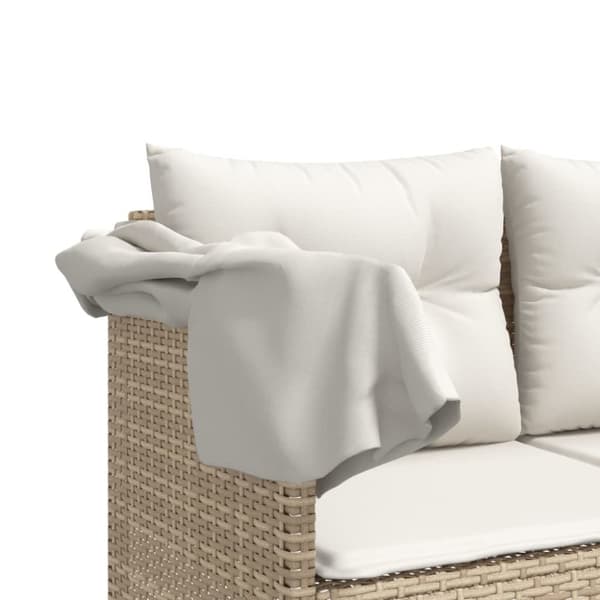 vidaXL Solsäng med tak och dynor beige konstrotting