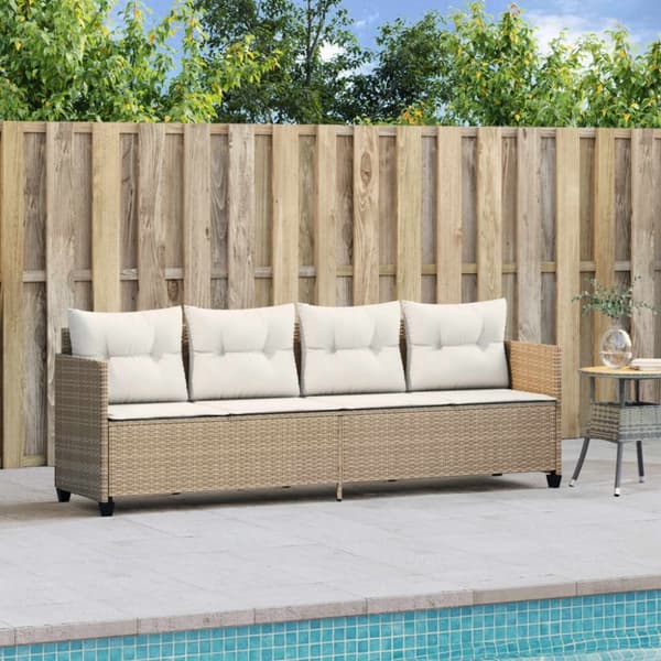vidaXL loungesofa med hynder polyrattan beige