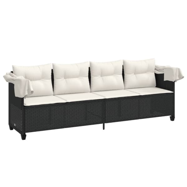 vidaXL loungesofa med baldakin og hynder polyrattan sort