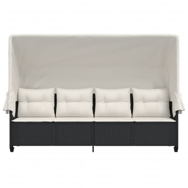 vidaXL loungesofa med baldakin og hynder polyrattan sort