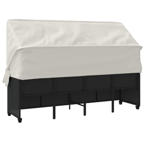 vidaXL loungesofa med baldakin og hynder polyrattan sort