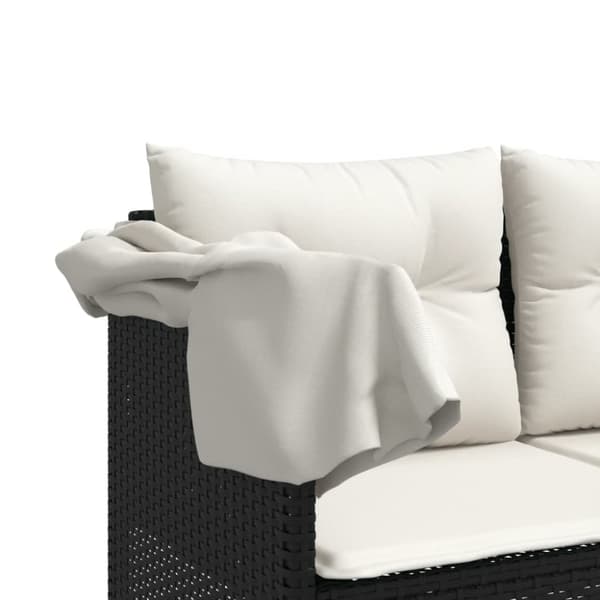 vidaXL loungesofa med baldakin og hynder polyrattan sort