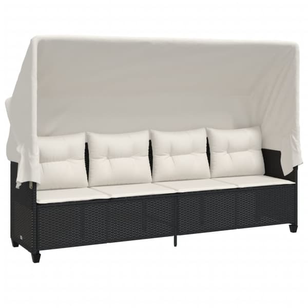vidaXL loungesofa med baldakin og hynder polyrattan sort