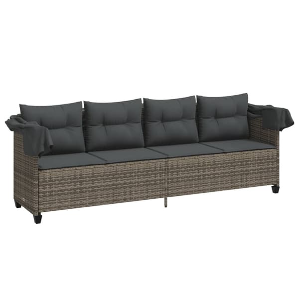 vidaXL loungesofa med baldakin og hynder polyrattan grå