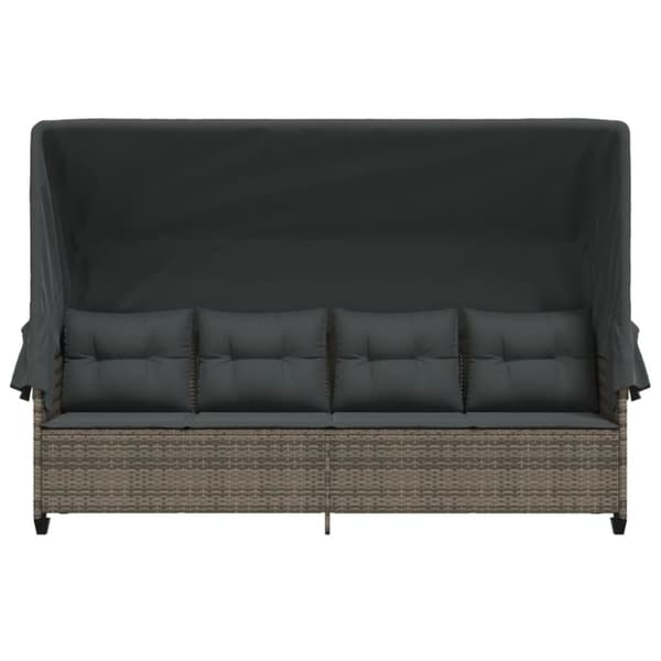 vidaXL loungesofa med baldakin og hynder polyrattan grå