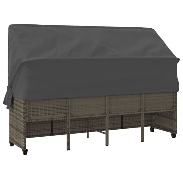 vidaXL loungesofa med baldakin og hynder polyrattan grå