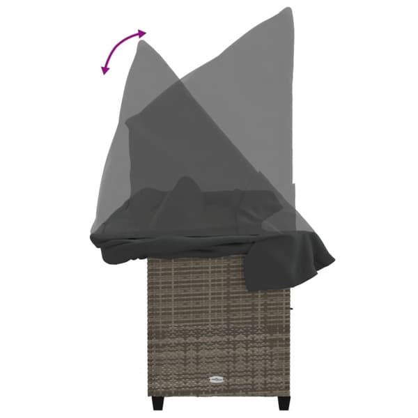 vidaXL loungesofa med baldakin og hynder polyrattan grå